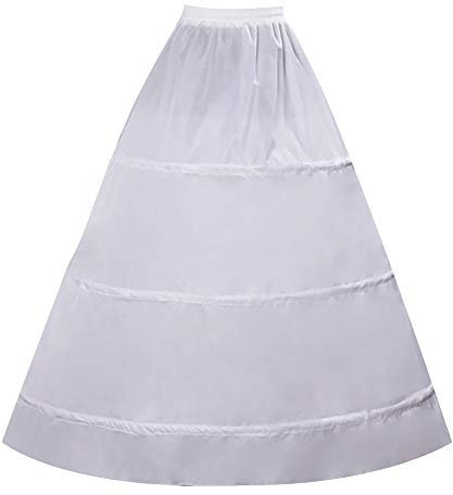 YULUOSHA Damen-Petticoat mit 3 Ringen, elastisch, halber Slip, A-Linie, Unterrock für Hochzeit, Ballkleid, Brautkleid, Weiss/opulenter Garten, Einheitsgröße