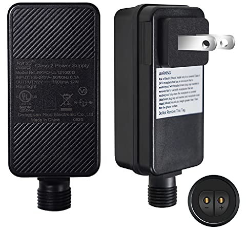 12V 1A Class 2 Power Supply, LED Transformer Replacement, Outdoor Low Voltage Power Adapter, Yard Inflatable Adapter, Plug for String Light, Rope Lights (One Pack)