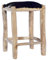 Tidyard Barhocker Sitzhocker aus echtem Ziegenfell,Bistrohocker Sitzbank Gartenhocker 30 x 30 x 55 cm,Echtes Ziegenleder, Teak