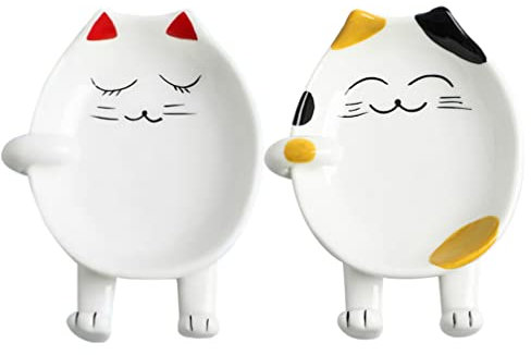 YARNOW 2pcs Spoon Rest and Pot Lid Holder Chopsticks Stand Rest Cat Style Ladle Spoon Storage Rack Multi Use Kitchen Utensil Storage Organizer