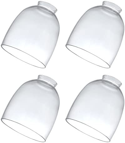 Clear Glass Shades Replacement for Ceiling Fan 4 Pack, Ceiling Fan Light Covers Replacement for Light Fixtures Vanity Pendant Lighting Chandeliers, 2-1/8 Fitter, 4.76 inch Diameter