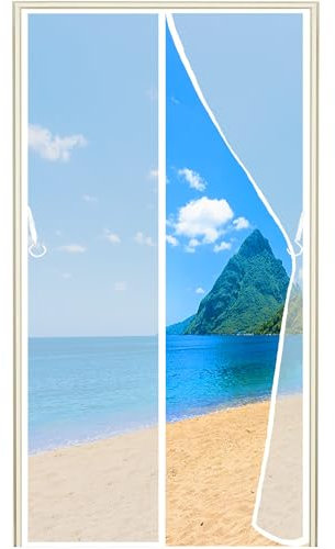 Double Magnetic Fly Screens for Patio Doors, (663 Size) 170x200cm Door Screens for Keeping Out Flies, Fly Nets for Doors Cover Nets with Magnets White