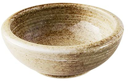 Wazakura Minoyaki Serie Kleine Runde Glasierte Ikebana Blumenvase, Made in Japan, Handbemalte Keramik für Blumenstecken Arrangements - Sand Beige