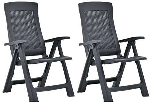 Gecheer 2X Verstellbare Gartenstühle Gartenstuhl Verstellbar Stuhl Klappsessel Klappstuhl Campingstuhl Hochlehner Stühle Gartenstühle Gartenmöbel Kunststoff Anthrazit