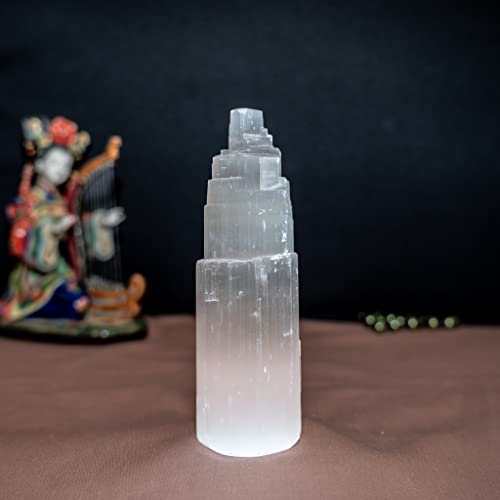 GSG Selenite Crystal Tower Mountain 10 cm cristallo di selenite originale ideale per la decorazione della casa