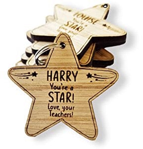 School Leaver Class of 2025 Keyring Gifts, Teacher Pupil Personalised Wooden Star, End of year, term Gift