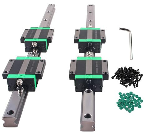 CNCYEAH 2 guide lineari HGR20-1500 mm + 4 pezzi HGW20CC blocco scorrevole, parti CNC ad alta precisione per frese CNC, torni, stampante 3D, guide lineari