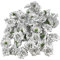 Sewroro 50 Stücke Rose Kopf Künstliche Rosen Blumen Köpfe Mini Rose Blumen Simulation Stammlose Rosen für DIY Handwerk Hochzeit Party Dekoration 4 5 cm (Silber)