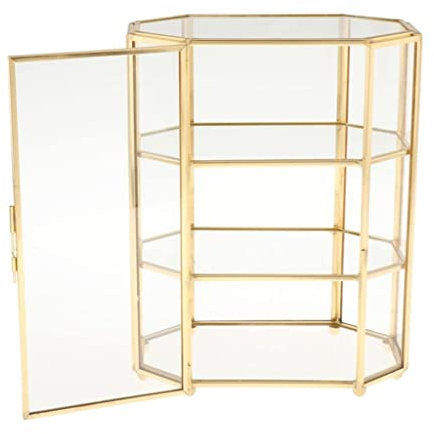zalati Schmuckkästchen, 3-stöckig, Glas-Make-up-Organizer, Aufbewahrung, multifunktionale Vitrine für Schminktisch-Dekoration, 21,5 x 16,5 x 10 cm
