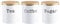 EHC Tea Sugar Coffee Canisters, Set of 3 Tea Sugar Coffee Containers Set, Storage Jars With lids Airtight White