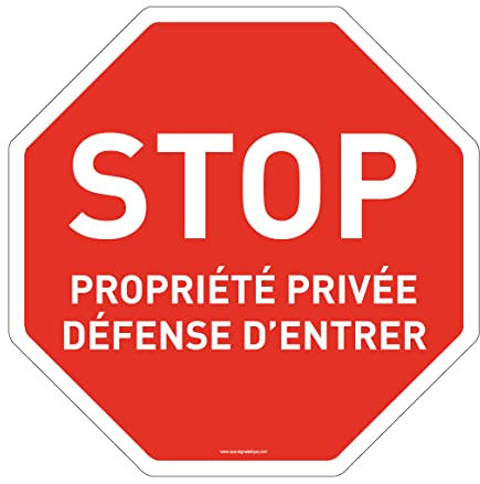 AUA SIGNALETIQUE - Panneau De Signalisation Circulaire en PVC 1.5 mm (Ø 400 mm, Stop Propriété Privée 2)