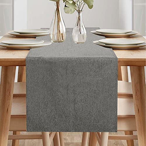 Tischläufer Modern, Tischläufer, Wasserdicht Tischläufer, Läufer Tisch, Tischläufer Frühling Modern, Grün Tischläufer für Draussen Balkon Drinnen Party Dekoration (Dunkelgrau, 40 x 240 cm)