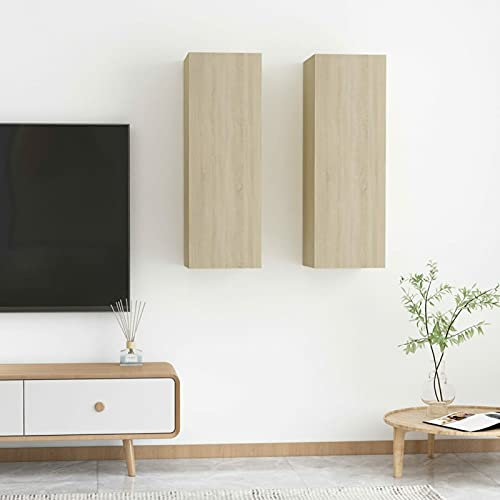 Chusui Mobili TV,Mobile Porta TV,Mobiletto da Televisore,Credenza Multimediale,Mobile Porta TV Soggiorno,Mobili TV Rovere Sonoma 2 pz 30,5x30x90 cm in Truciolato