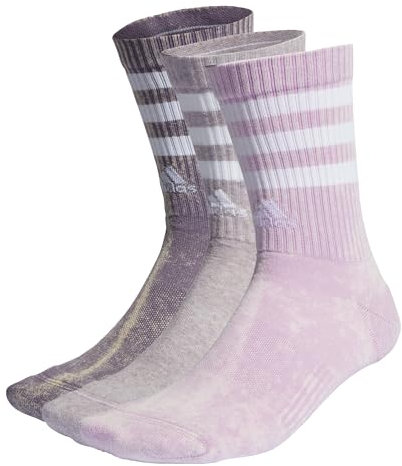 adidas Unisex - Adulto 3-Stripes Stonewash Crew Socks 3 Pairs, Shadow Violet / Bliss Lilac / White, 45-48