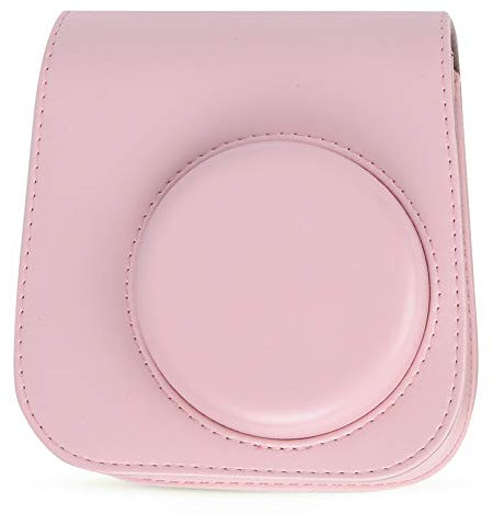 Instant Camera Case for Instax Mini 11 Camera PU Leather Case Bag with Adjustable Shoulder Strap (Pink)
