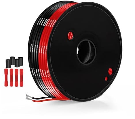 Câble Électrique en Silicone 16 AWG - THUN-CT 1,3 mm², 24M (12M Noir 12M Rouge) - Câble Souple en Cuivre Étamé, Conçu pour Véhicules, Voitures RC,Drones etc