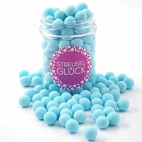 STREUSEL GLÜCK Streusel Tortendeko Schokokugeln hellblau pastell 90g - Zuckerstreusel Geburtstag Junge Kuchendeko Weihnachten Schokoperlen - Sprinkles Deko Torte Kuchen Cupcakes - essbare Streudeko