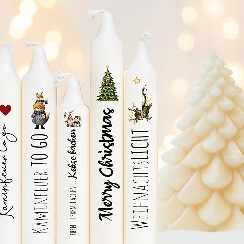 ilka parey wandtattoo-welt Kerzensticker Kerzentattoos Tattoofolie Weihnachten Winter Tiere Fuchs Rentier Schneemann für Kerzen oder Keramik A4 Bogen DIY Stickerbogen kst96