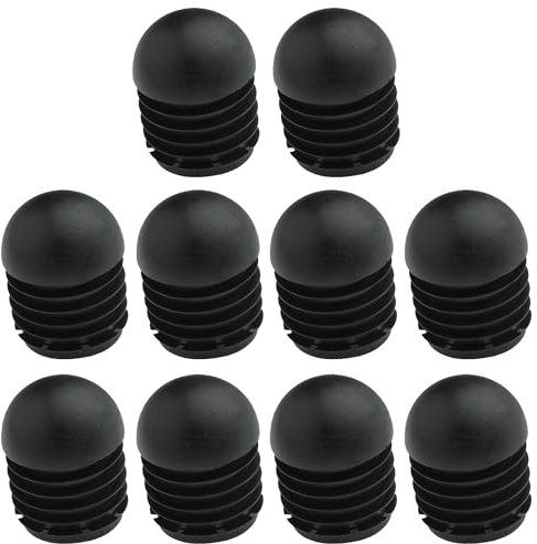 cyclingcolors 10x Tapas de Tubo Redondas para Sillas Tapón de Goma Dura Antideslizante Negro Pies Insertos Mesa Muebles, 20mm