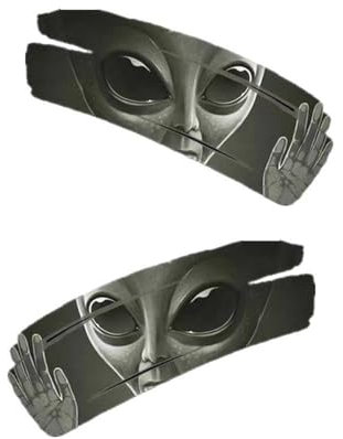 2 x 3D-Alien-Auto-Aufkleber, cooles, selbstklebendes PVC-Vinyl, Autorenn-Aufkleber zum Abdecken von Kratzern und Ziehen von Blumen, 30 x 20 cm
