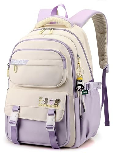 IvyH Zaino Bambina Scuola Elementare e Media Zaini per Ragazze Grande Capacità, Casual e Impermeabile - Zainetto Porta PC Casual alla Moda per Ragazza e Ragazzi, Viola