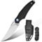 Harnds Tiburón Cuchillo de Hoja Fija para Outdoor con Funda Kydex Hoja de Acero D2 Ideal Cuchillo de Camping Cuchillo de Supervivencia Premium Cuchillo Bushcraft (Negro - Satín)