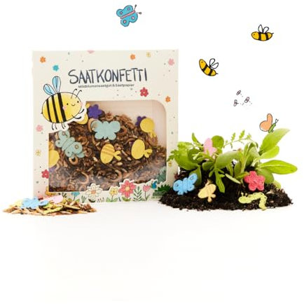 Saatgutkonfetti von Die Stadtgärtner | Natürliches Konfetti aus Saatpaierformen & Saatgut | 100% ökologisch abbaubar | Ideal als Geschenk für Kinder oder als Mitgebsel zum Kindergeburtstag
