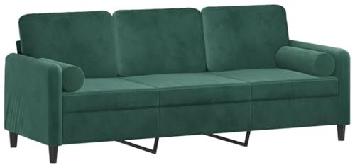 vidaXL Sofa 3 Sitzer, Couch mit Zierkissen, Liegesofa für Wohnzimmer, Polstersofa Sessel Relaxsofa Loungesofa Relaxcouch, Dunkelgrün Samt