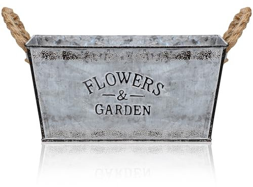 VANZACK Grande Pot de Fleurs en étain Pot de planteur Bol bonsaï Extérieur jardinieres Exterieur Pots pour Plantes Pot de Fleur Ancien jardinière Vintage Arrangement de Fleurs Vase