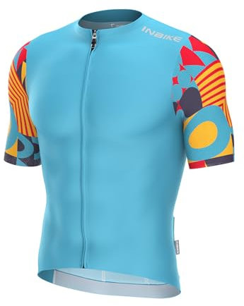 INBIKE Radtrikot Herren Kurzarm Fahrradtrikot Trikot Fahrrad Rennrad Sommer Shirt Cyling Radsport Beklediung Fahrradbekleidung Kurz Blau L