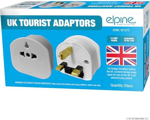 EU To UK Tourist Plug Adapter - A Must Have For Tourists Travelling To The UK | Mains Power, 13AMP Fuse | Converts EU, US Plugs | Premium Quality, Long Lasting & Durable