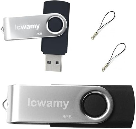 lcwamy 8GB USB Flash Drive 2 Pack Bulk Swivel USB Flash Drives Thumb Drive 2 Pack USB2.0 Flash Drive 8GB Twister USB Drive USB Stick