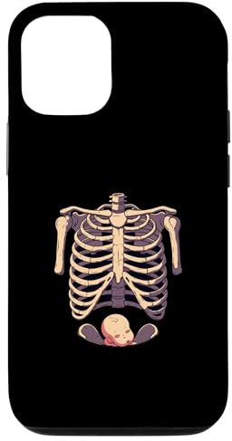 Coque pour iPhone 13 Halloween effrayant Squelette enceinte Annonce de bébé