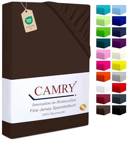 Camry Spannbettlaken Topper 140x200cm - 160x200cm Dunkelbraun Baumwolle Bettlaken Jersey Spannbetttuch Oeko-Tex 100