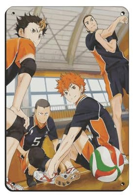 HGEIK Anime Haikyuu Poster, 8 Retro-Poster, Metallblechschild, schicke Kunst, Retro, Eisenmalerei, Bar, Menschen, Höhle, Café, Familie, Garage, Poster, Wanddekoration, 20 x 30 cm