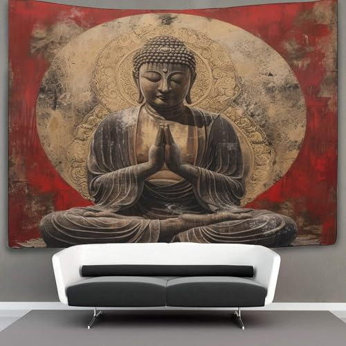 RSIUUODNF 3D Druck Buddha Statue Wandteppiche Poster Ornament Wandbehang Wandteppich Raumteiler Vorhang Für Wohnzimmer Schlafzimmer Wohnheim Dekor Tapisserie 150cmx200cm