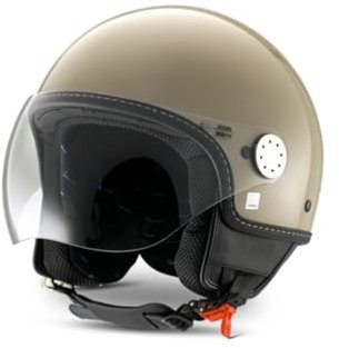 Jethelm Piaggio original Visor 4.0 Demi Jet für Vespa Fahrer mit ECE 22.06 Zulassung (beige glänzend, L1)