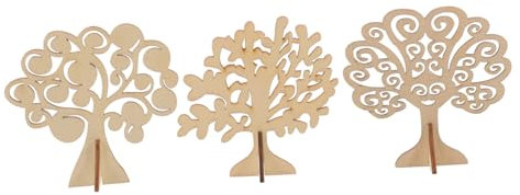 TEHAUX 3stücke Baumförmige Holzscheiben Unvollendete Holzschnittchen Für -malprojekte Kreatives Bastelmaterial Für Große Holzornamente