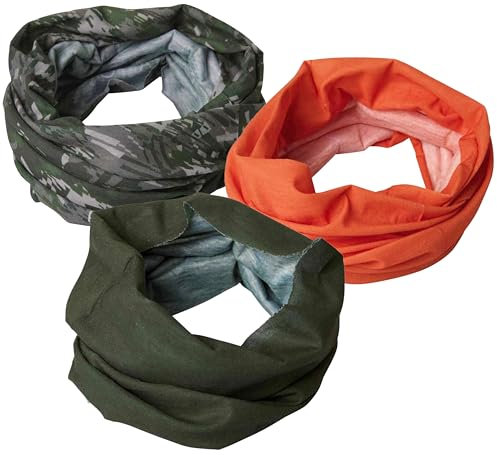 Schlauchschal 3er Set Maske Neckwarmer Signal-Orange Camo Oliv Grün Jagd Outdoor