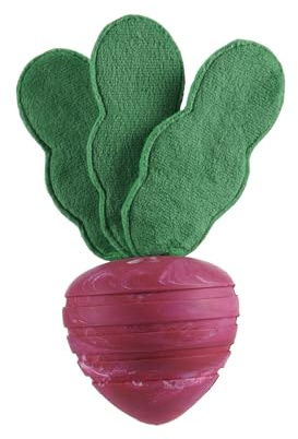 BARK Dog Toy Super Chewer Turnt Up Turnip Natural Rubber Toy For Dogs, Peanut Butter Scented, Plush Leaves To Toss, Tug & Thrash, Made For Medium/Large Dogs