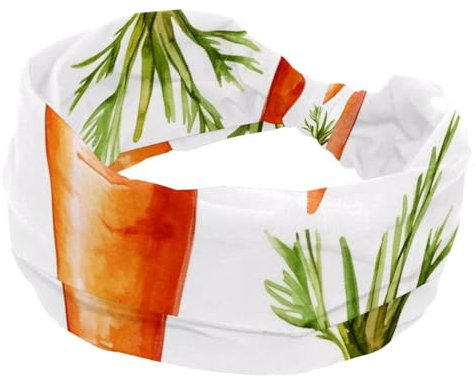 Bandeaux de sport élastiques sans couture motif carottes pour femmes, turban large pour entraînement, yoga, gym, tennis