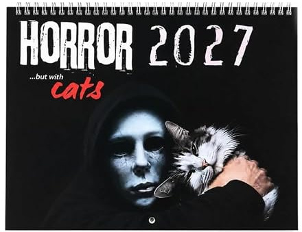 2027 Halloween Horror Movie & Cats Wandkalender - Gruselige Katzenkunst