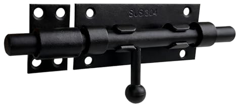 CHALVIOR Türriegel Edelstahl, Schieberiegel Riegelschloss, Wasserdicht, Rostfrei, Robust und stabil,Einfache und bequeme Installation, Enthält vier Schrauben für Haupttor, Gartentor Schwarz