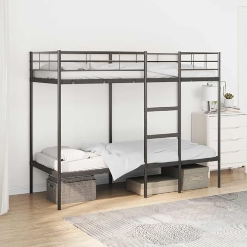 Mandloder Etagenbett Schwarz 80x200 cm, Robustes Stahl Doppelbett mit Lattenrost, platzsparendes Hochbett für Kinderzimmer, Gästezimmer, Metall, langlebig