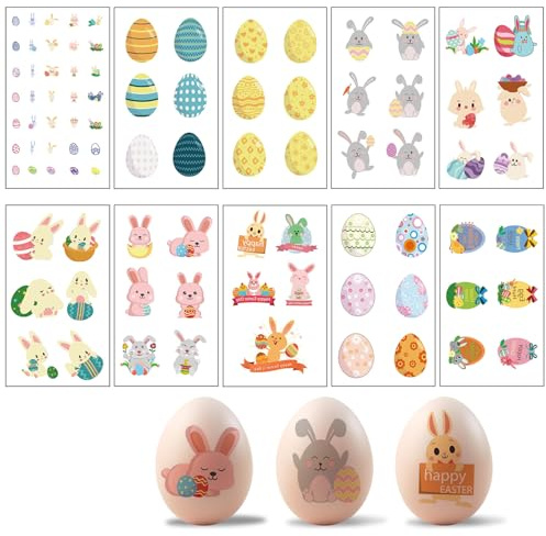 Aufkleber Ostereier Kinder, Eier Ostern Tattoos Sticker, Ostereier Osterhase Deko Ostern Aufkleber, Osterdeko Eier Geschenkaufkleber für DIY Scrapbooking Grußkarten Basteln, Osterdeko Geschenk (C)