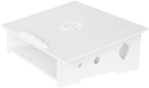 WOFASHPURET Support D'ordinateur Portable Blanc en Bois et Plastique Fonction de Rangement et Gain de Place pour Bureau et Maison