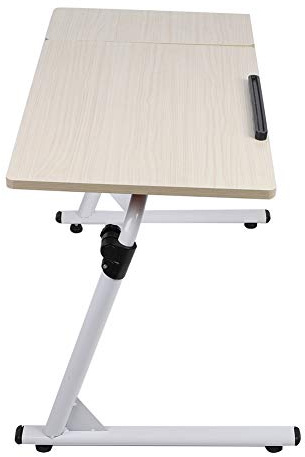 Jenivaint Laptop Table Foldable Z Shaped Laptop Desk with Tilting Board Carbon Steel Frame 50 to 76cm Height Pad for Reading Working Gaming on Sofa Bed (white oak color)