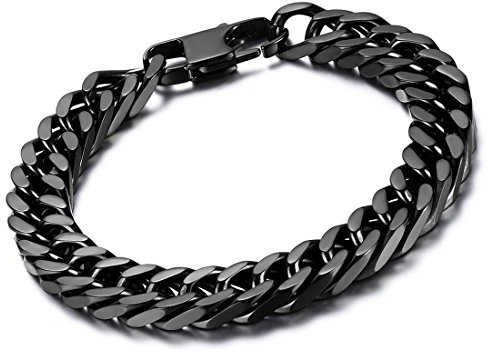 OIDEA Bracciale Braccialetto per Uomo Braccialetto Catena in Acciaio Inox Nero