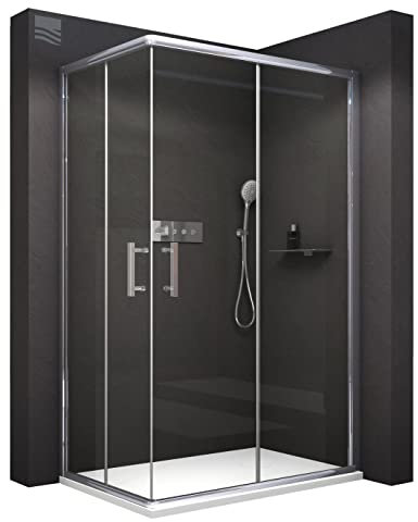 BERNSTEIN - Cabine de douche d'angle 90x120x195cm 2 portes coulissantes verre trempé ESG 6mm anticalcaire, Profilé Chrome - EX506