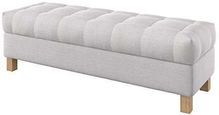 Furninero - Raffinierte gepolsterter Sitzbank Sitzhocker Sitzruhe Betthocker Ottomane, mit Stauraum, Quadratische Beine, 140 cm breit, Naturel White Stoff (Licht zu reinigende), Weiß